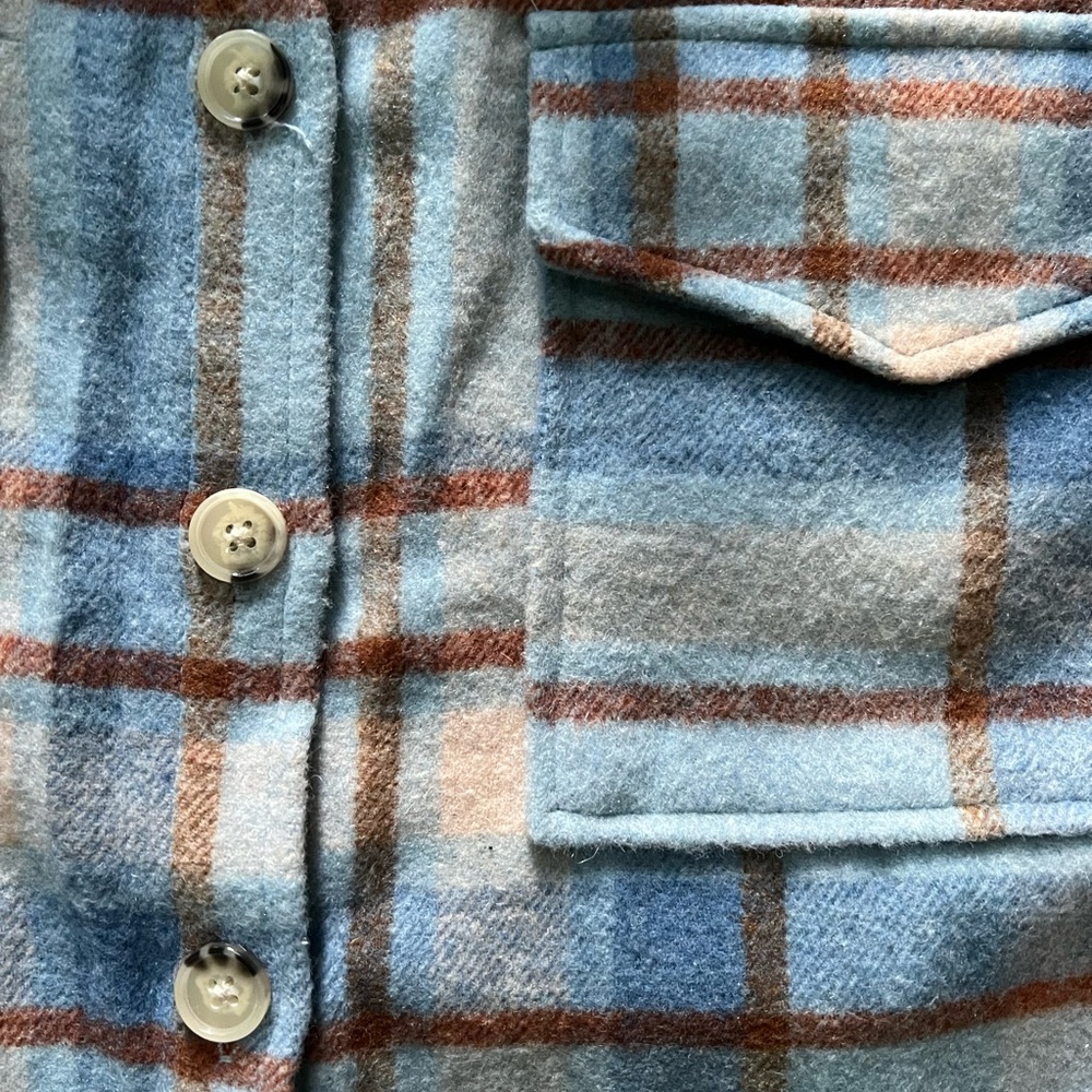Ford Bronco Flannel Shirt Jacket Blue Plaid Women's Button Up Shacket Western - Picture 5 of 5